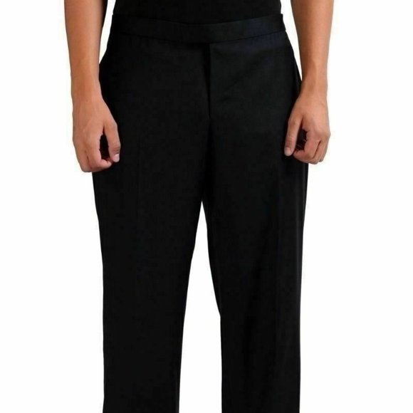 Versace Men's Flat Front 100% Wool Dress Pants